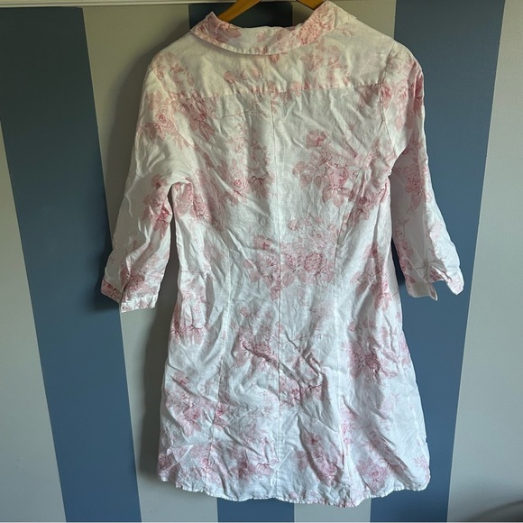 MALVIN HAMBURG GERMANY FLORAL LINEN DRESS 3/4 SLEEVE Size medium - Picture 2 of 7